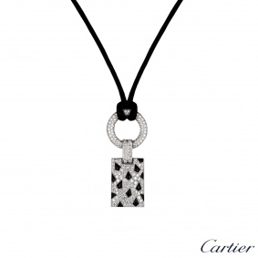Cartier White Gold Diamond and Onyx Panthere Pendant N3014600